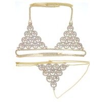 Round Rhinestone Body Chain European And American Sexy Beach Bikini Breast Chain Women