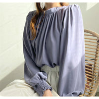 Spring And Summer High-neck Puff Sleeve Chiffon Shirt