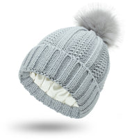 Woolen Cap Knitted Protection Hairstyle Silky Stretch Satin Knitted Hat