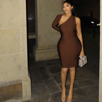 Elegant All-Match One-Shoulder Long-Sleeve Dress For Women
