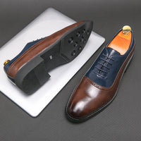 Men's Business Double Color Block Leather Shoes