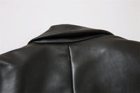 Double Breasted Suit Collar PU Leather Coat