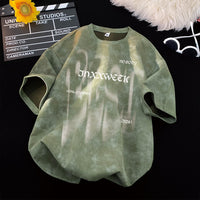 Short-sleeve Washed-and-distressed T-shirtbase Layer