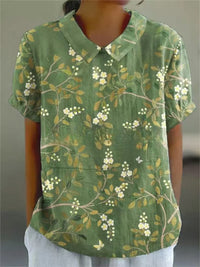 Ladies New Lapel Loose Casual Short-sleeved Top