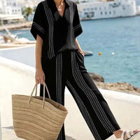 Women'S Loose Striped Wide Leg Pants Suit