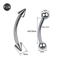 F136 Titanium Alloy Internal Thread Double Head Bending Rod Eyebrow Ring