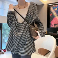 Fashionable Striped Long-sleeve Top