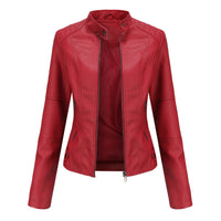 Thin Large Size Leather Clothing With Stand Collar Slim-fit Jacket
