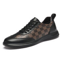 Fashion Low Top Plaid Cowhide Flat Casual Shoes