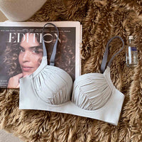 Women's Small Chest Push Up Top Thin Bottom Thick Without Steel Ring Anti-SAG Bra