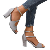Buckle Suede Chunky Heel Roman High Heels