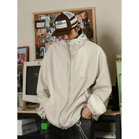Men's Thick Loose Pu Shuai Embroidered Zipper Hooded Jacket