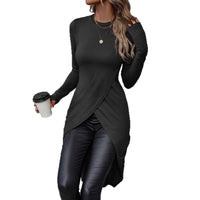 Women's Crew-Neck, Slim-Fit, Figure-Hugging Drapey T-Shirt
