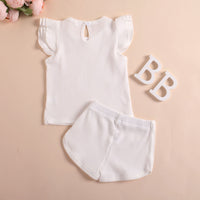 Baby Flounced Sleeve Top Shorts Two-piece Set