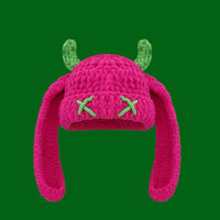 Japanese-style Sweet Dopamine Little Devil Knitted Hat For Women