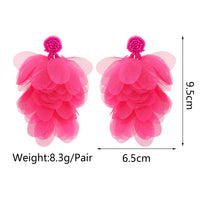 Lightweight Fluffy Chiffon Flower Multi-Layer Tassel Earrings For Women Handmade Bohemian Jewelry For Beach Vacation Summer Party
