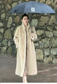 Fur Coat Women's Winter Large V High-end Elegant Mid-length Warm Show