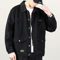 Denim Loose Spring And Autumn Trendy Workwear Jacket Top Denim Short Gown Men