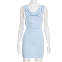 Solid-color Casual Boat-neckline Sleeveless Dress