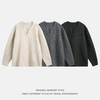 Retro Loose-fit Heavyweight Textured Knit Sweater Cardigan