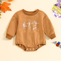 Solid Color Newborn One-piece Sweater Skull Print