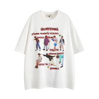 Men's Printed Loose Pure Cut-sleeve Top