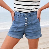 American-style Slimming Figure-flattering Stretch Denim Shorts