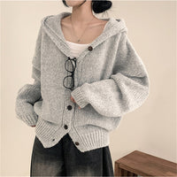 Korean Style Sweater Coat Single Row Button Knitted Cardigan