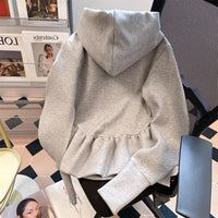 Womens Korean-style Gray Hoodie With Bow-Tie Straps