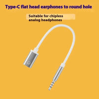 35mm Male To Typec Female Flat Head Headset To Round Head Converter