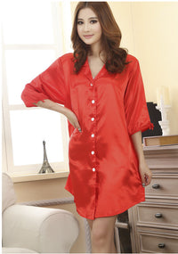 Half Sleeve Shirt Silk Cute Nightdress
