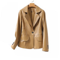 Elegant Sheep Leather Jacket Women's Suit Short Slim Fit Slimming