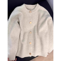 Button Knitted Cardigan Women's Sweater Korean Style Loose Soft Glutinous