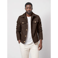 Mens Trendy Wool Coat With A Single-breasted, Solid-color Design