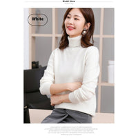 Pure Wool Sweater Women's Turtleneck Pullover Solid Color Loose Short