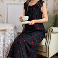 Cherry-print Lace-panelled Sleeveless Dress