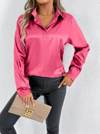Springsummer Satin Shirt Long-sleeved Satin Top