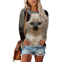 Womens Long-sleeve Crew-neck T-shirt From Europe And The US