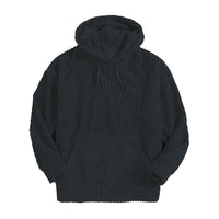 Men's Sweater Thick Corduroy Long Sleeve Solid Color Kangaroo Pocket Hanging Shoulder Hoodie