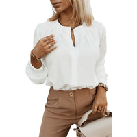 Thin Casual All-match Solid Color Shirt For Women Summer New