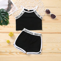 Girls' Summer Thin Sports Sling Suit Pure Cotton Comfortable Casual Shorts Two-piece Suit