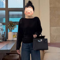 Gentle Little Fragrance Batwing Sleeve Black Knitwear