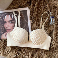 Women's Small Chest Push Up Top Thin Bottom Thick Without Steel Ring Anti-SAG Bra