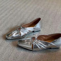Bow French Style Temperament Low Heel Leather Shoes