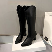 Women's Plus-size Pointed-toe Boots With Back Zippers