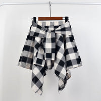College Style Plaid Irregular Dance Skirt