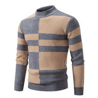 Men's Half-high Collar Contrast Color Pullover Knitwear Korean Youth Fashion Casual Top