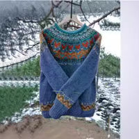 Women's Round Neck Multicolor Loose Fashion Pullover Sweater