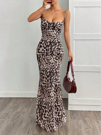 Fashionable, Chic, Elegant, Slim-Fit Leopard-Print Sleeveless Dress For Women