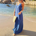 Solid Color Camisole Loose Mid Length Beach Vacation Dress